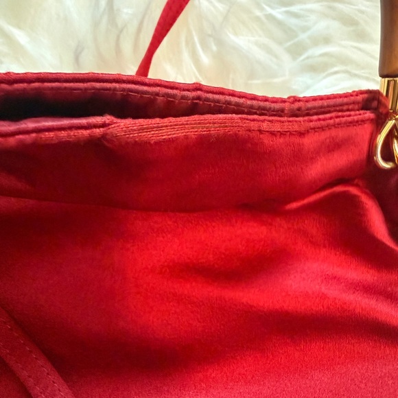 Gucci Red Bamboo Handle Two Way Bag - Picture 11 of 12